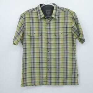 KUHL Shirt Mens Large Green Plaid Short Sleeve Button Up Outdoor‎ Casual